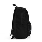 White Neon Skateboarder Silhouette Print, Black Backpack