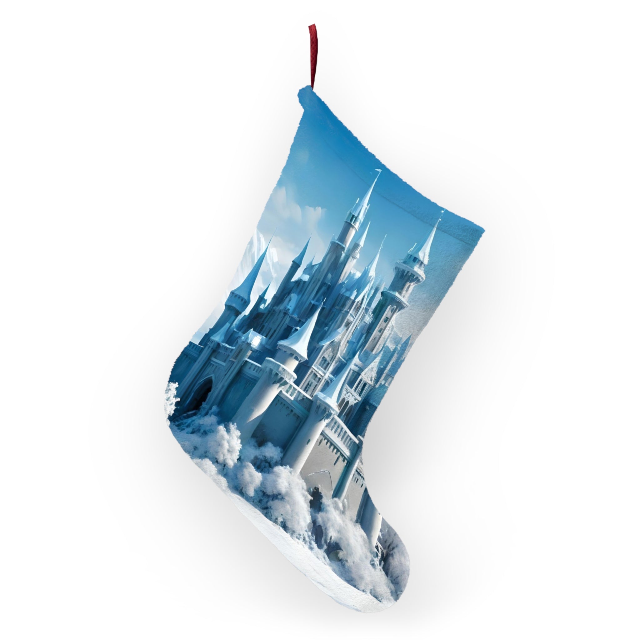 Frozen Ice Castle Design, Winter Christmas Stocking