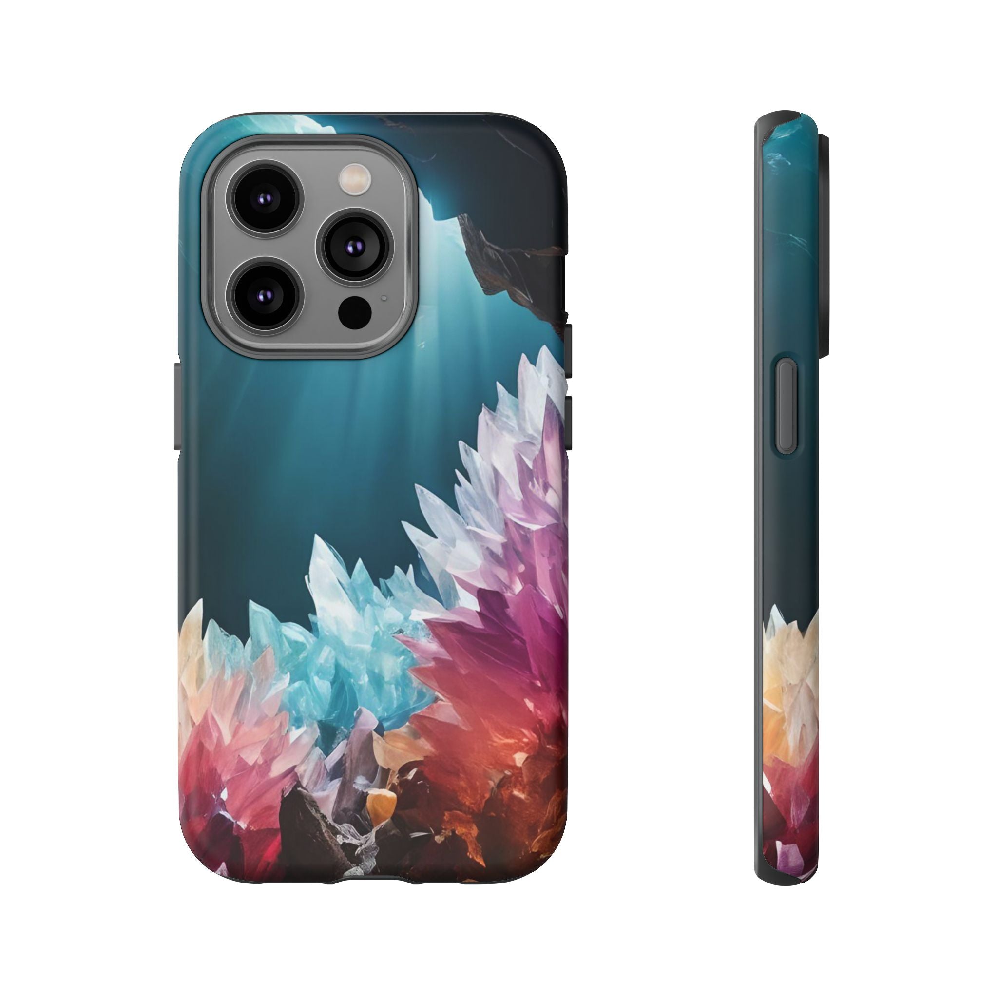 Colorful Crystal Phone Case, Tough Phone Cover, Gemstone Case, Unique iPhone Cover, Vibrant Art Protector, Gift for Geology Lovers