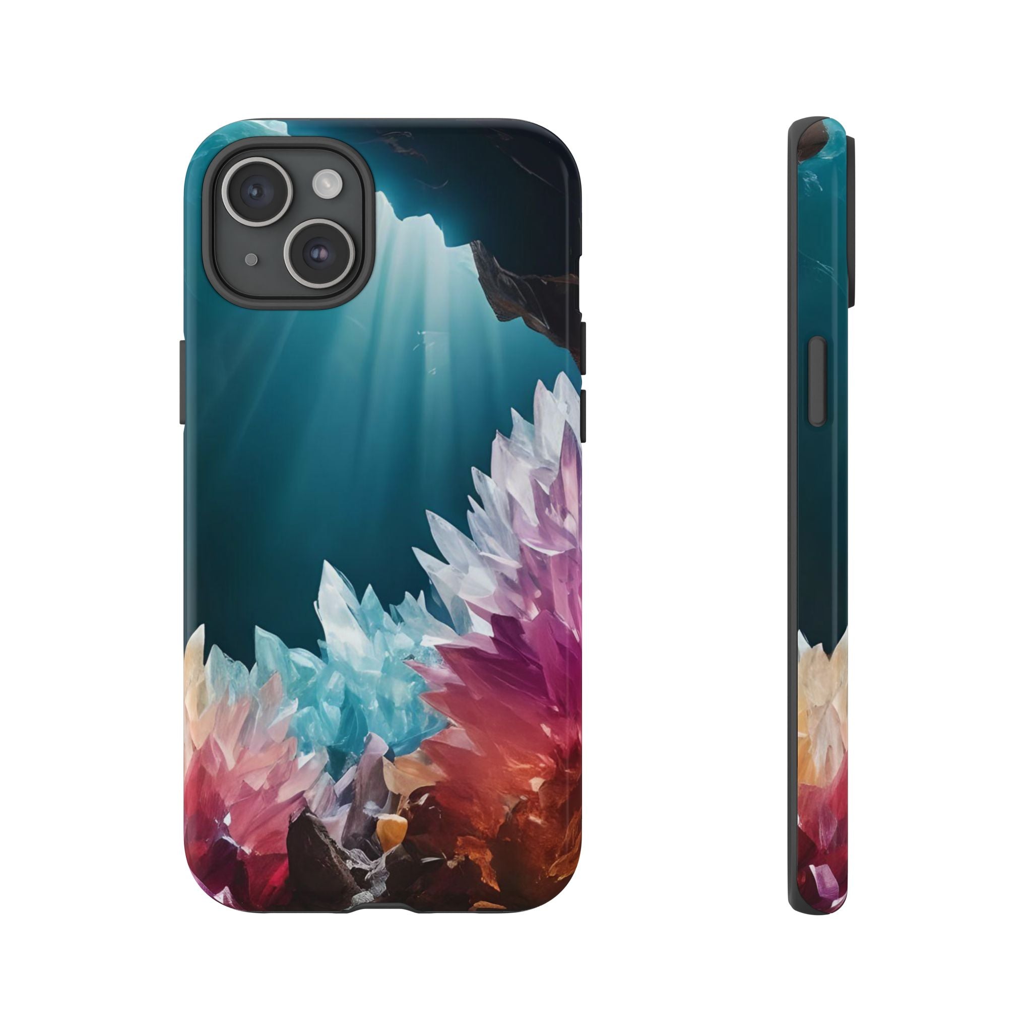 Colorful Crystal Phone Case, Tough Phone Cover, Gemstone Case, Unique iPhone Cover, Vibrant Art Protector, Gift for Geology Lovers