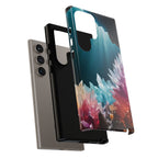 Faisceau lumineux coloré de la grotte de cristal, étui de téléphone