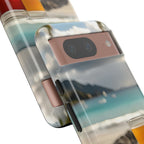 Vue d'un pique-nique sur une plage tropicale, étui pour téléphone