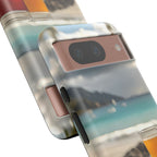 Vue d'un pique-nique sur une plage tropicale, étui pour téléphone