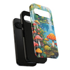 Coque de téléphone champignon avec scène de nature vibrante