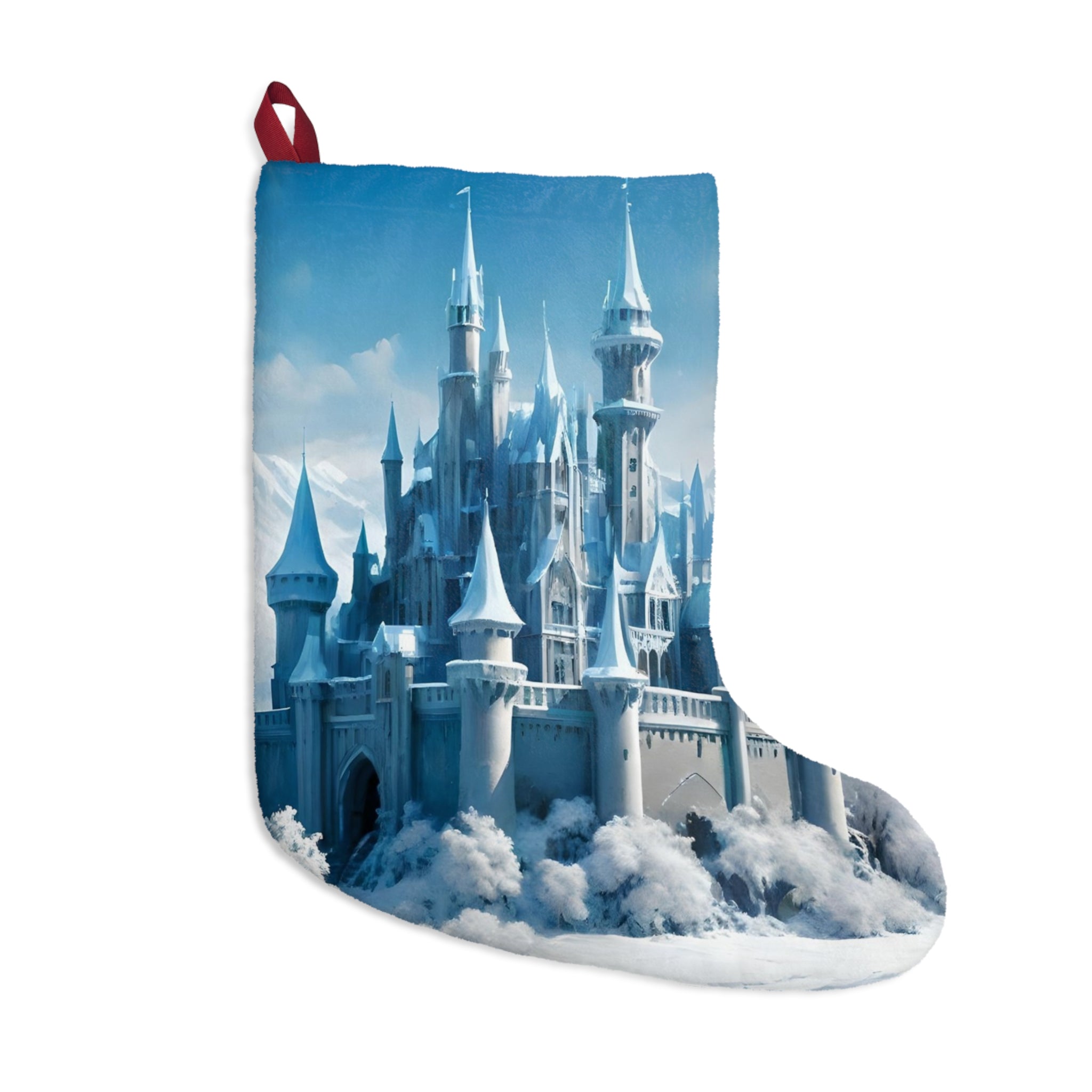 Frozen Ice Castle Design, Winter Christmas Stocking