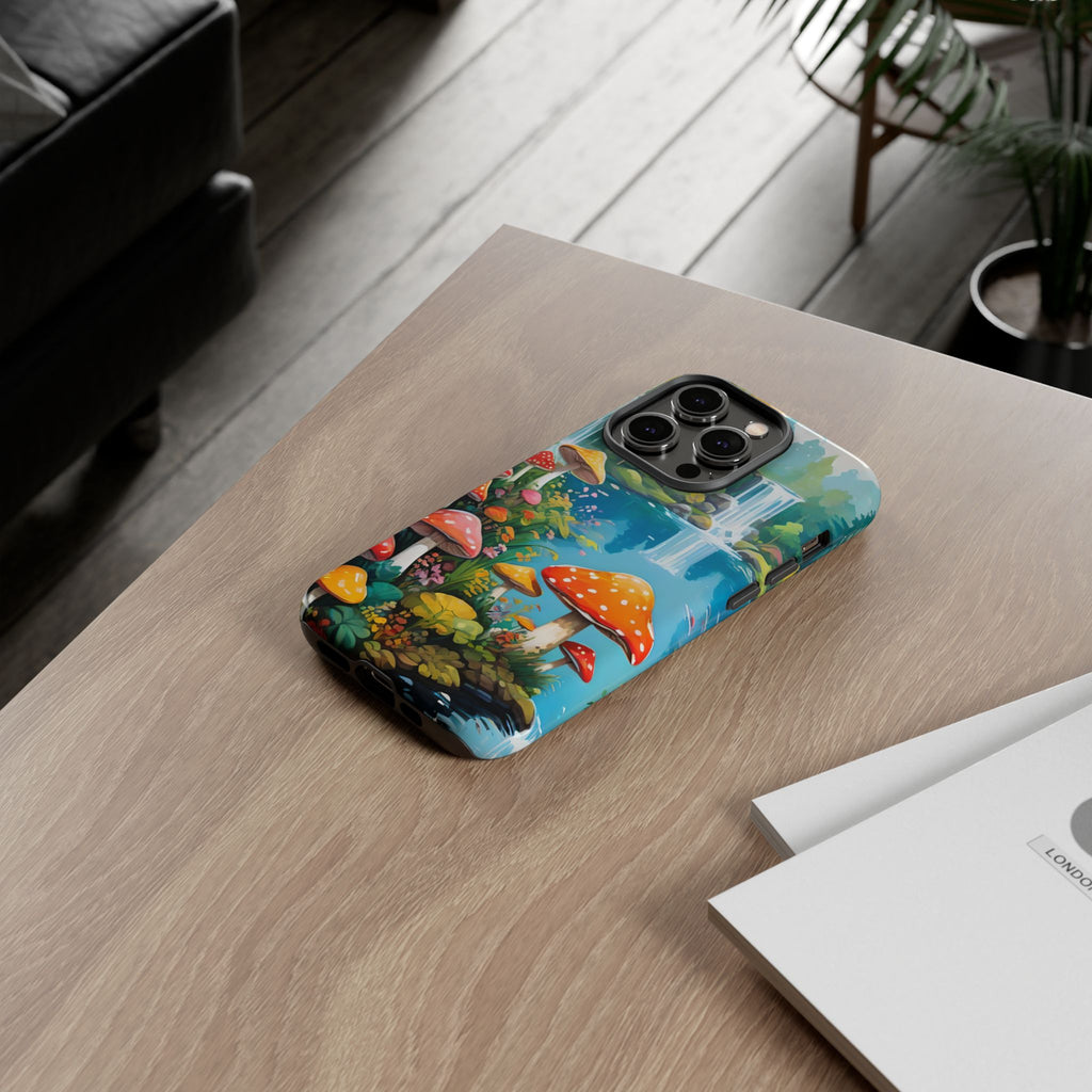 Mushroom Phone Case with Vibrant Nature Scene