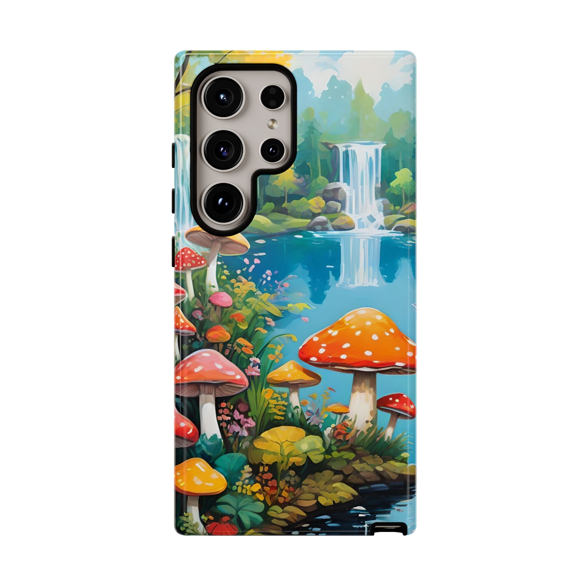 Mushroom Phone Case with Vibrant Nature Scene
