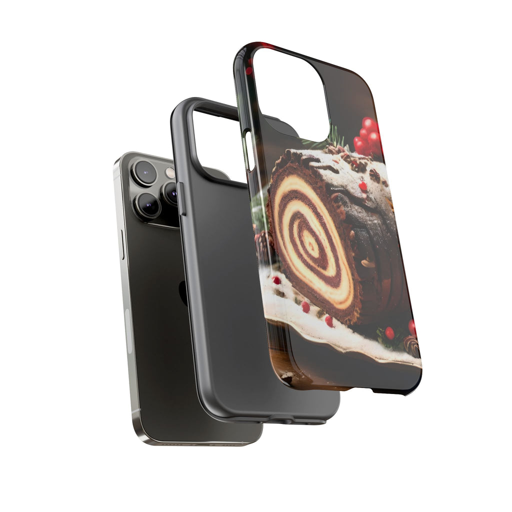 Festive Phone Case with Yule Log Design