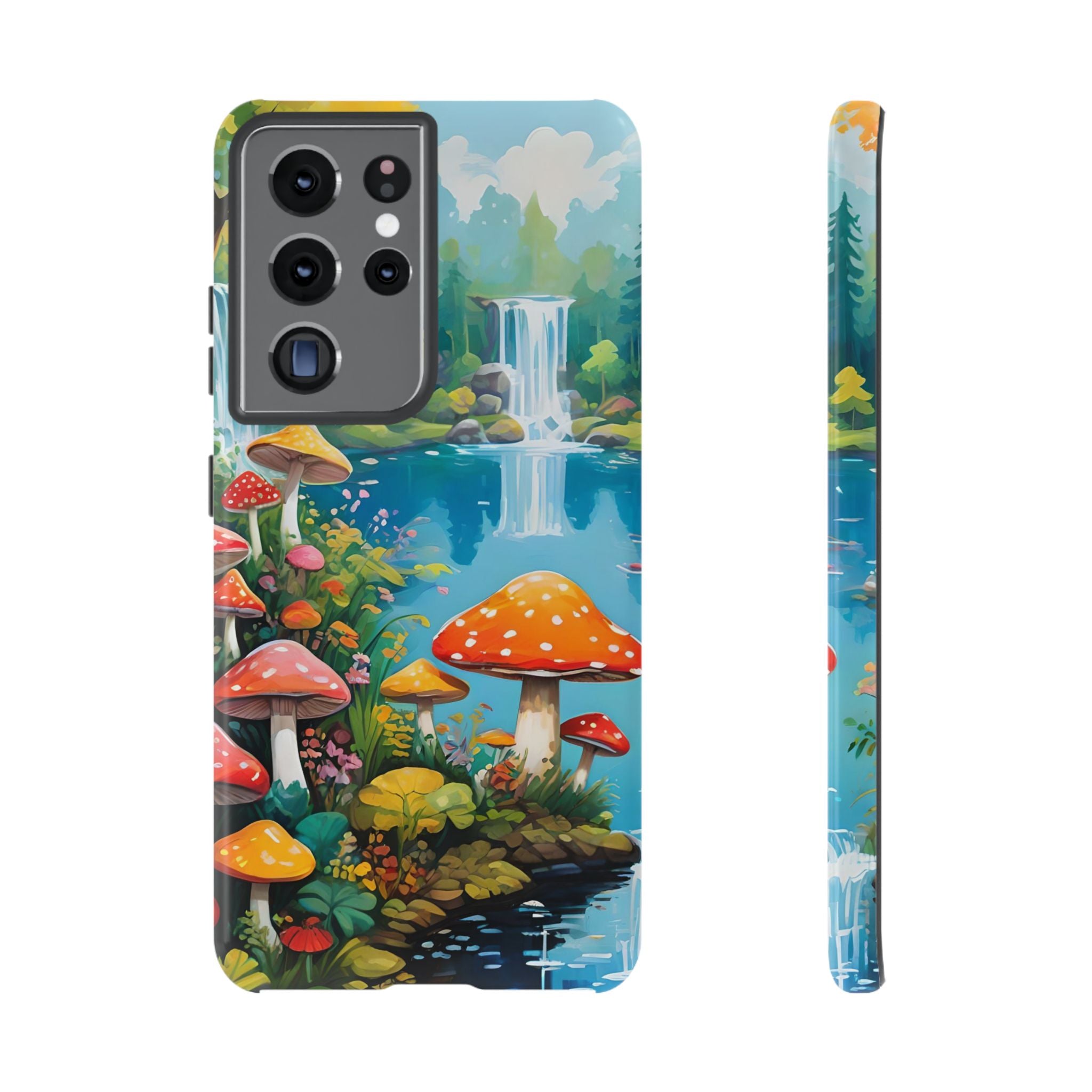 Mushroom Phone Case with Vibrant Nature Scene
