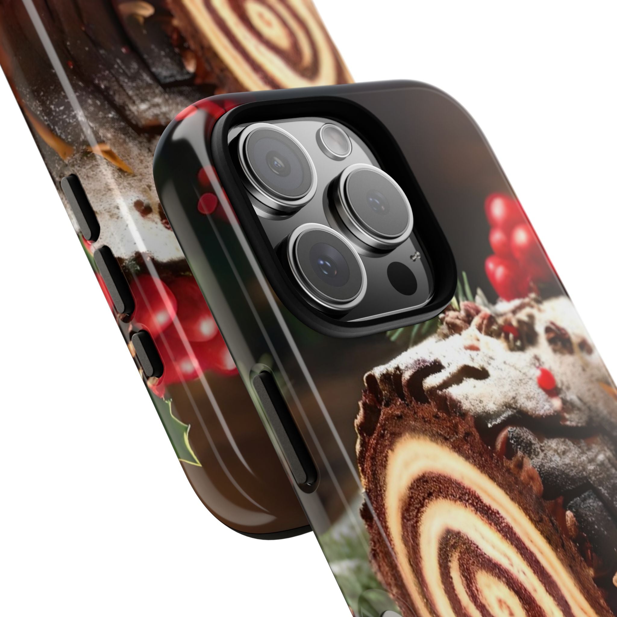 Festive Phone Case with Yule Log Design