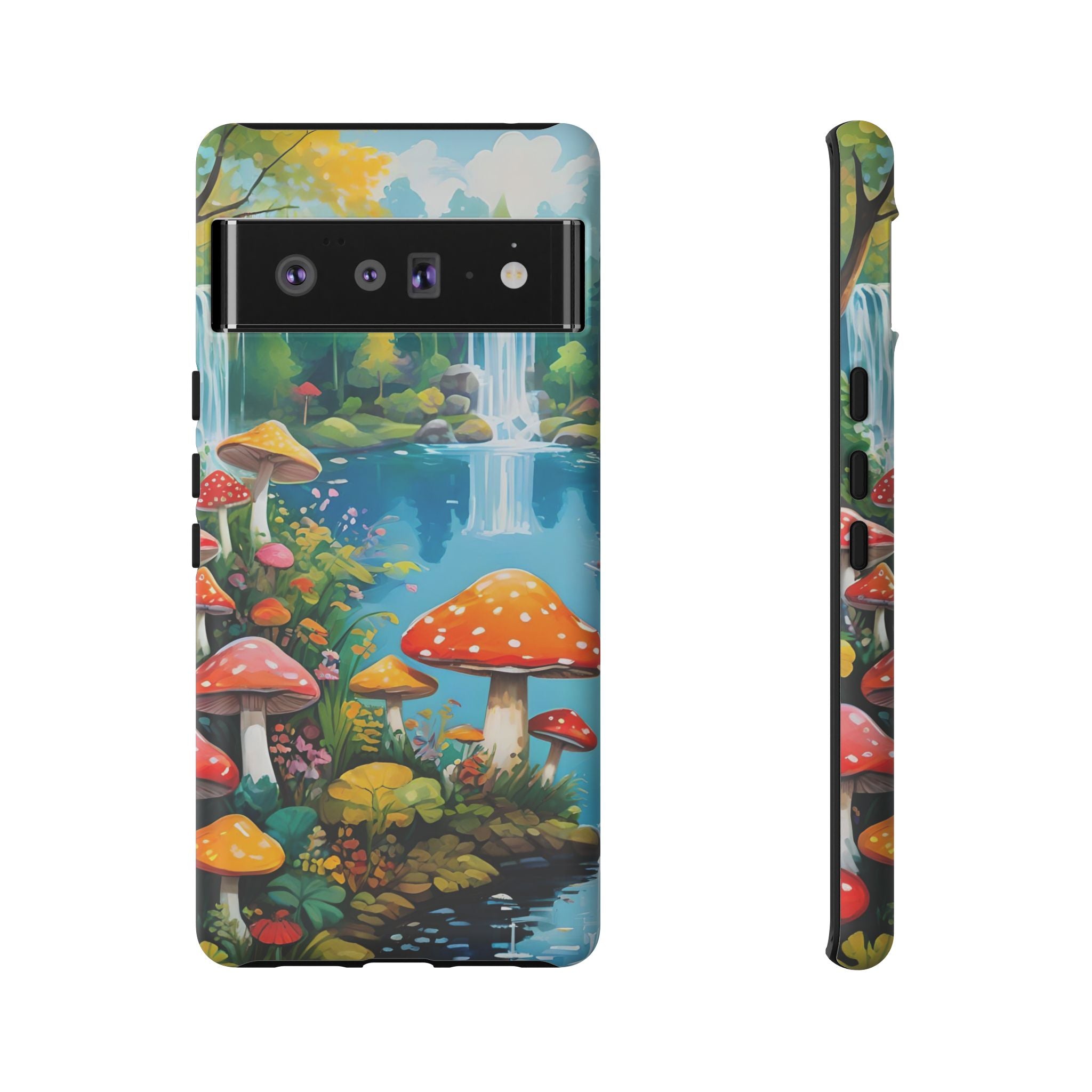Mushroom Phone Case with Vibrant Nature Scene