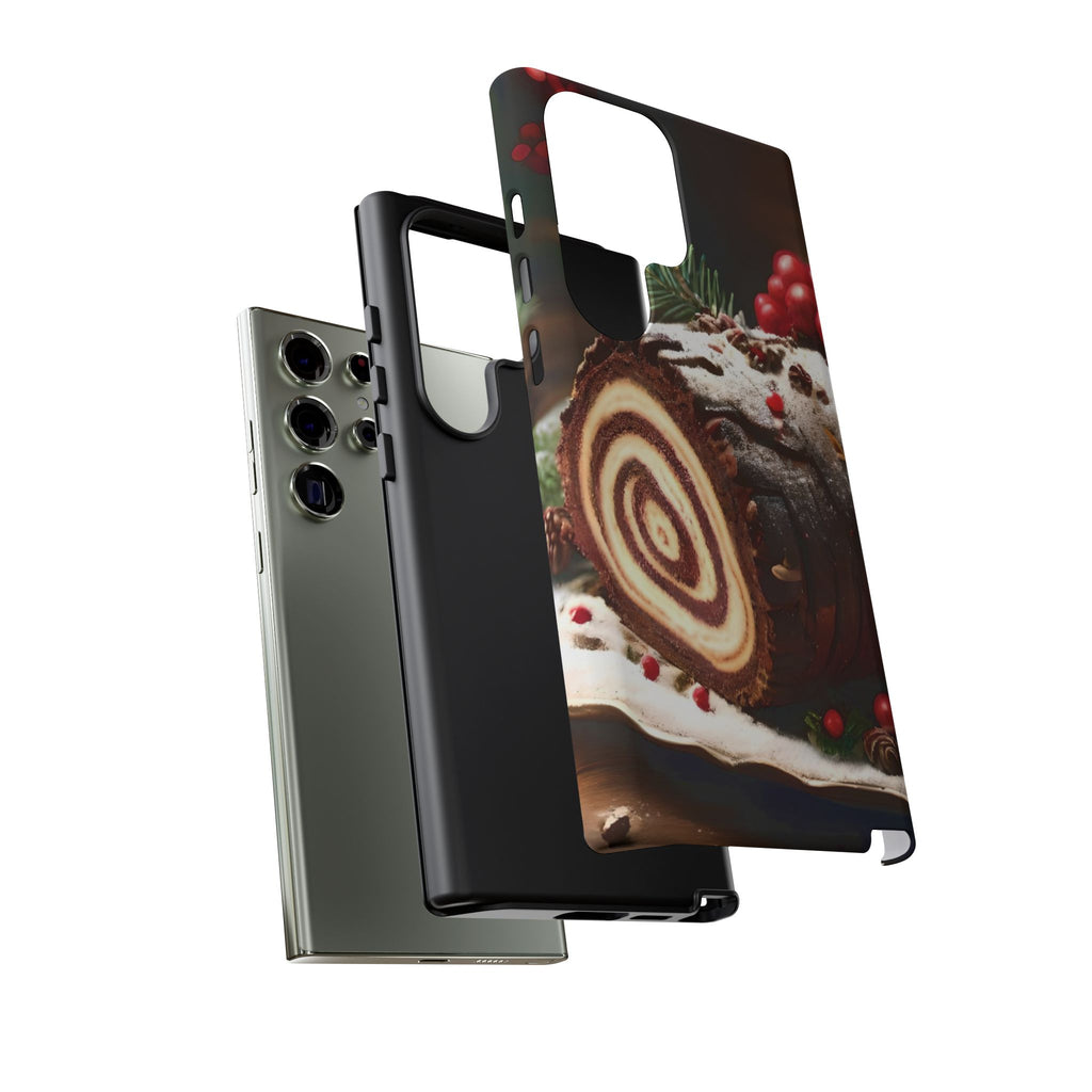 Festive Chocolate Yule Log Dessert, Phone Case