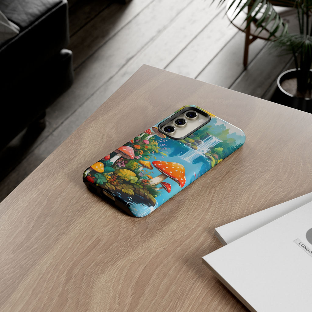 Mushroom Phone Case with Vibrant Nature Scene