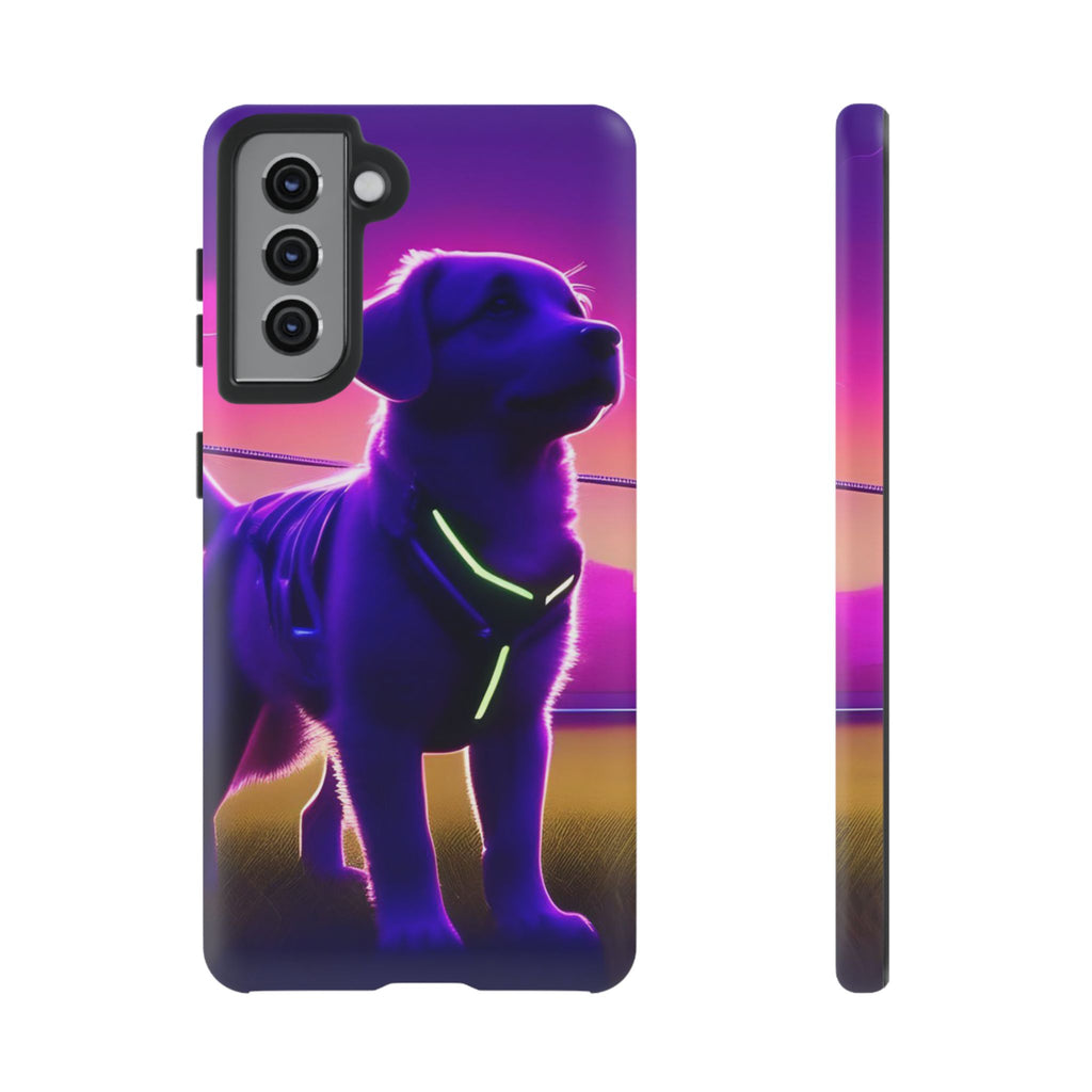 Coque de téléphone motif chien néon vibrant