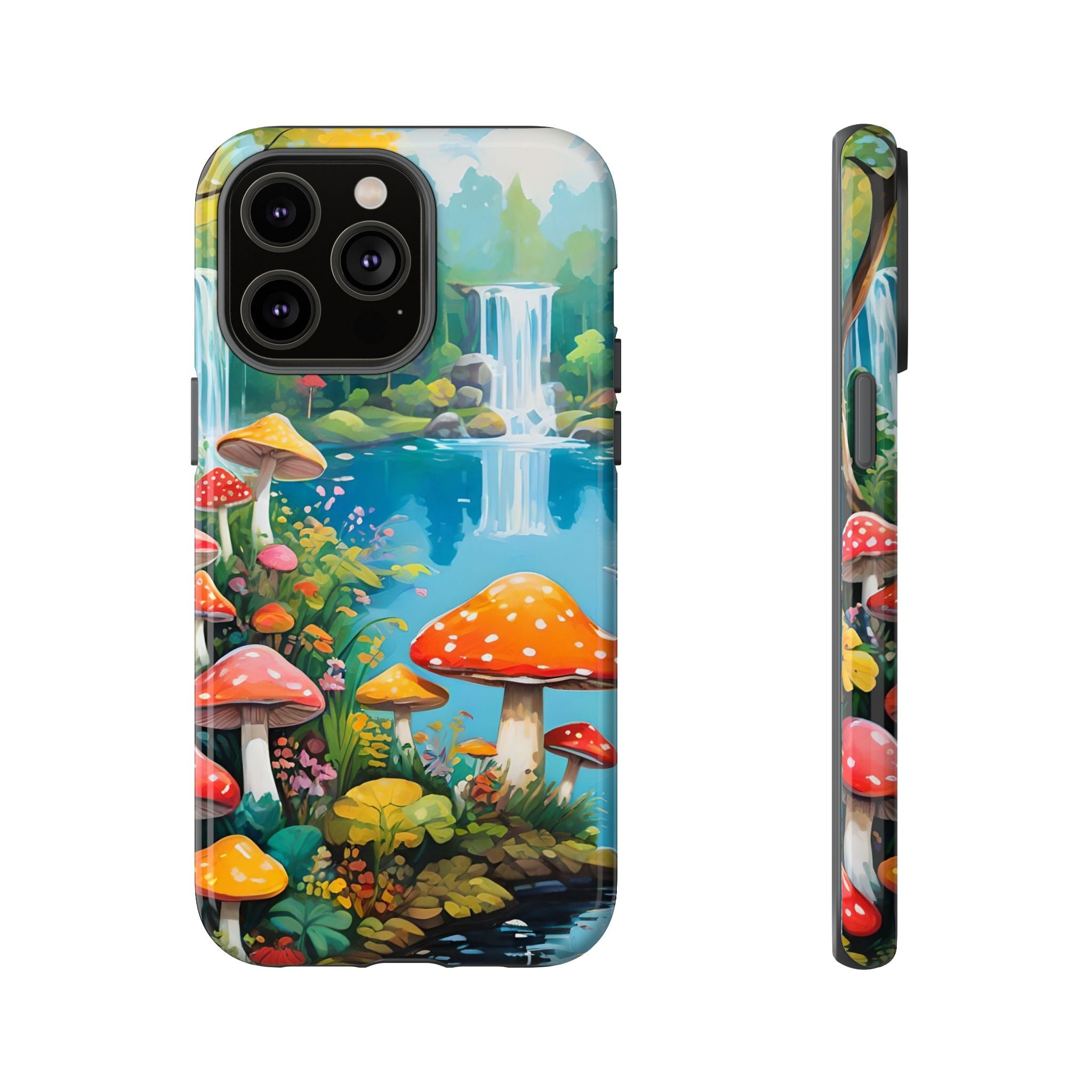 Mushroom Phone Case with Vibrant Nature Scene