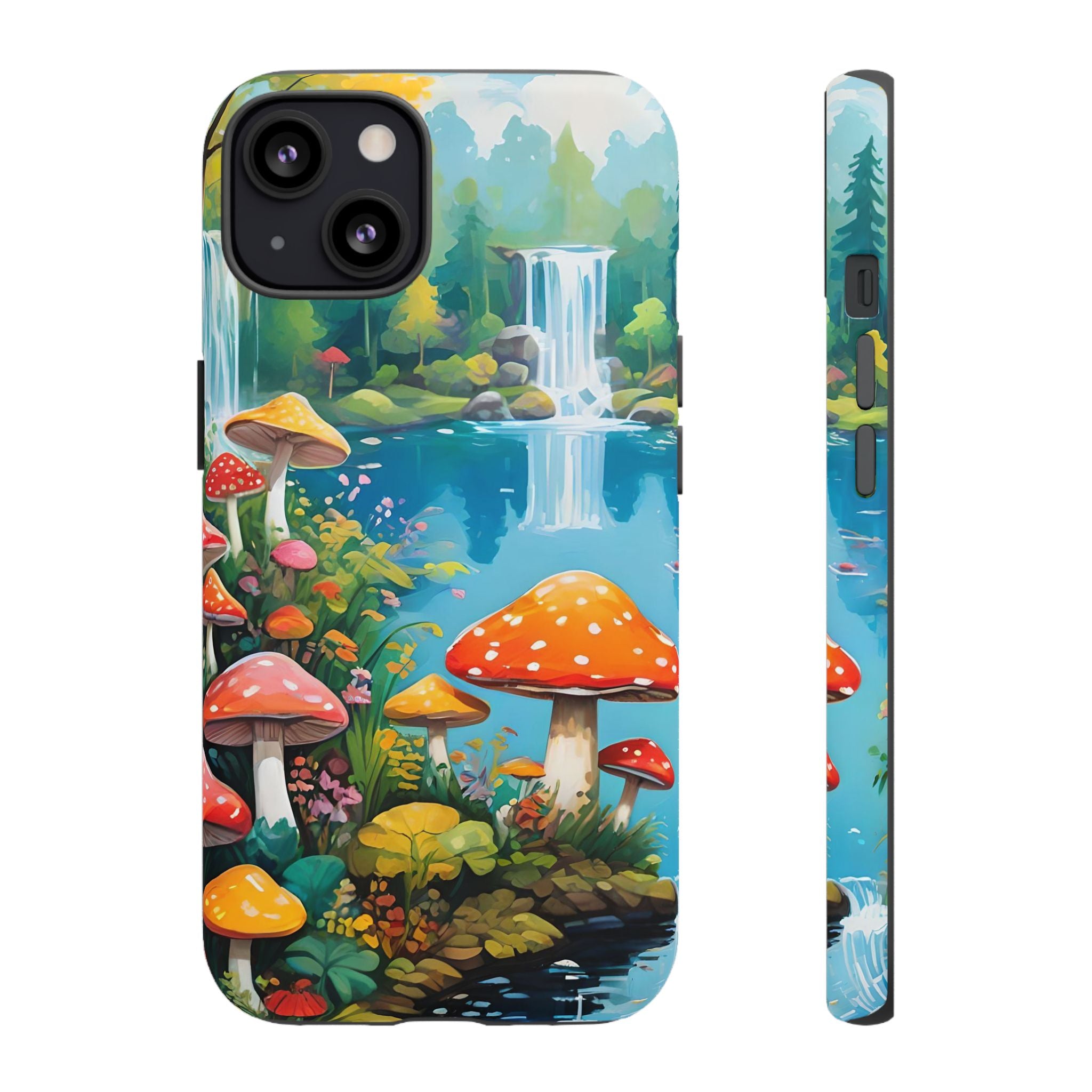 Mushroom Phone Case with Vibrant Nature Scene