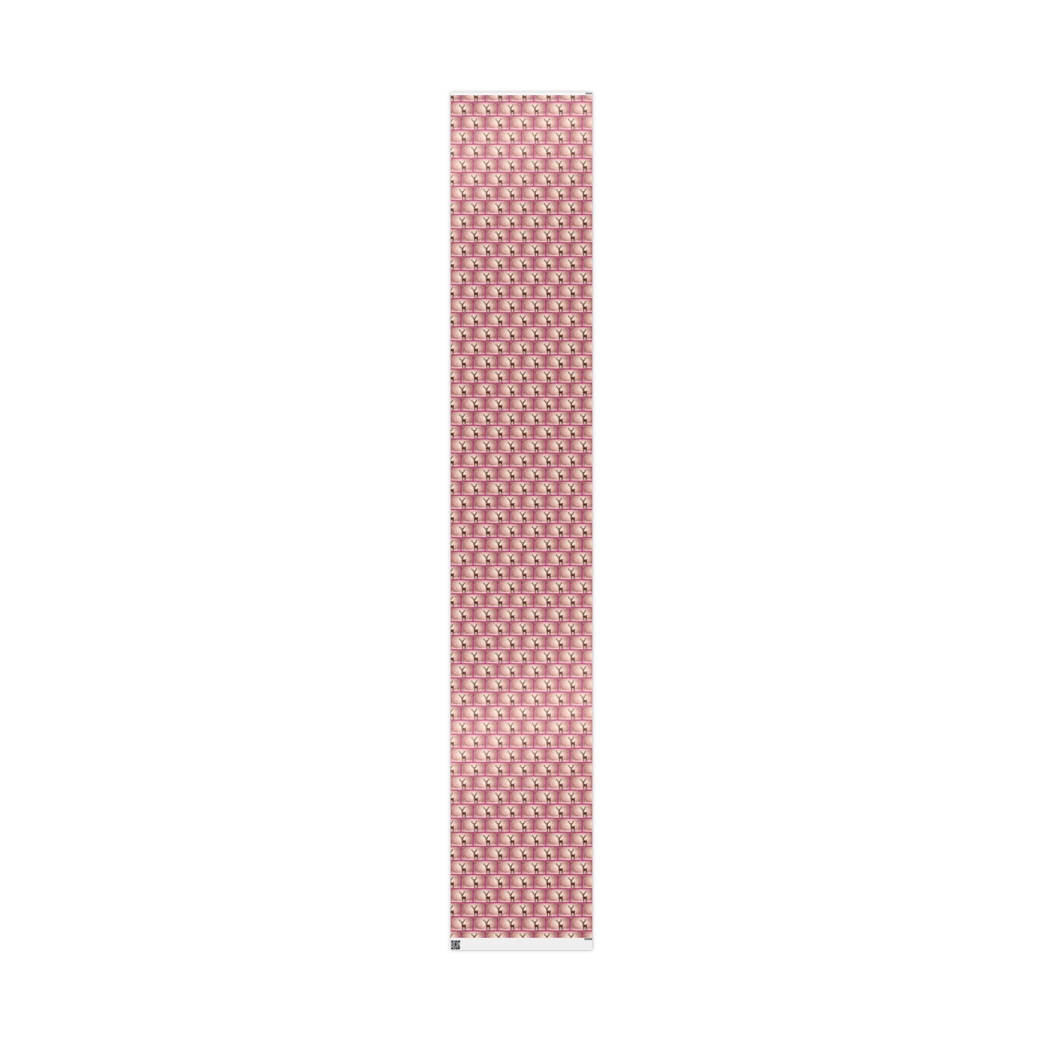 Pink Reindeer Holiday Scene, Christmas Gift Wrap Paper