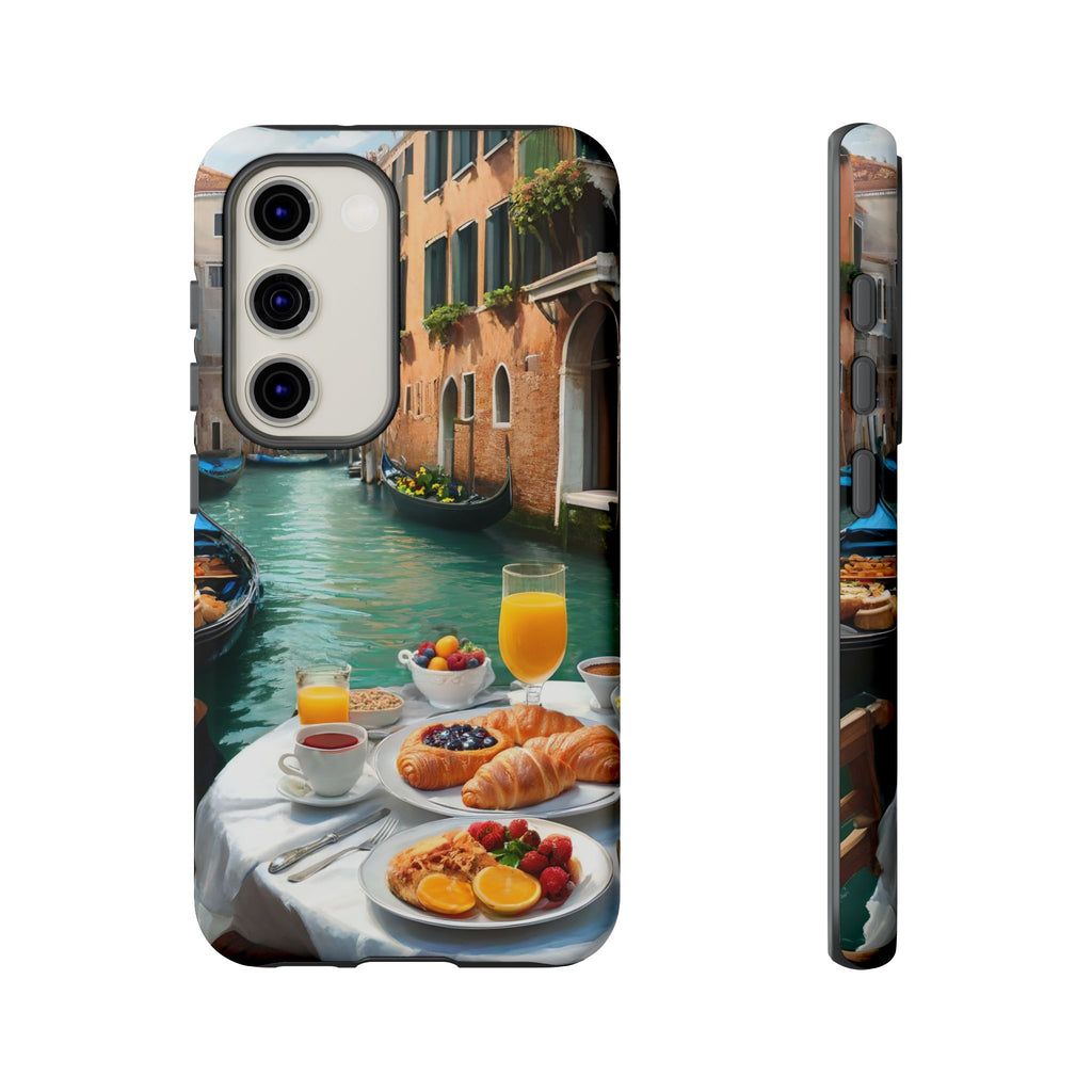 Scène de petit-déjeuner à Venise, étui de téléphone