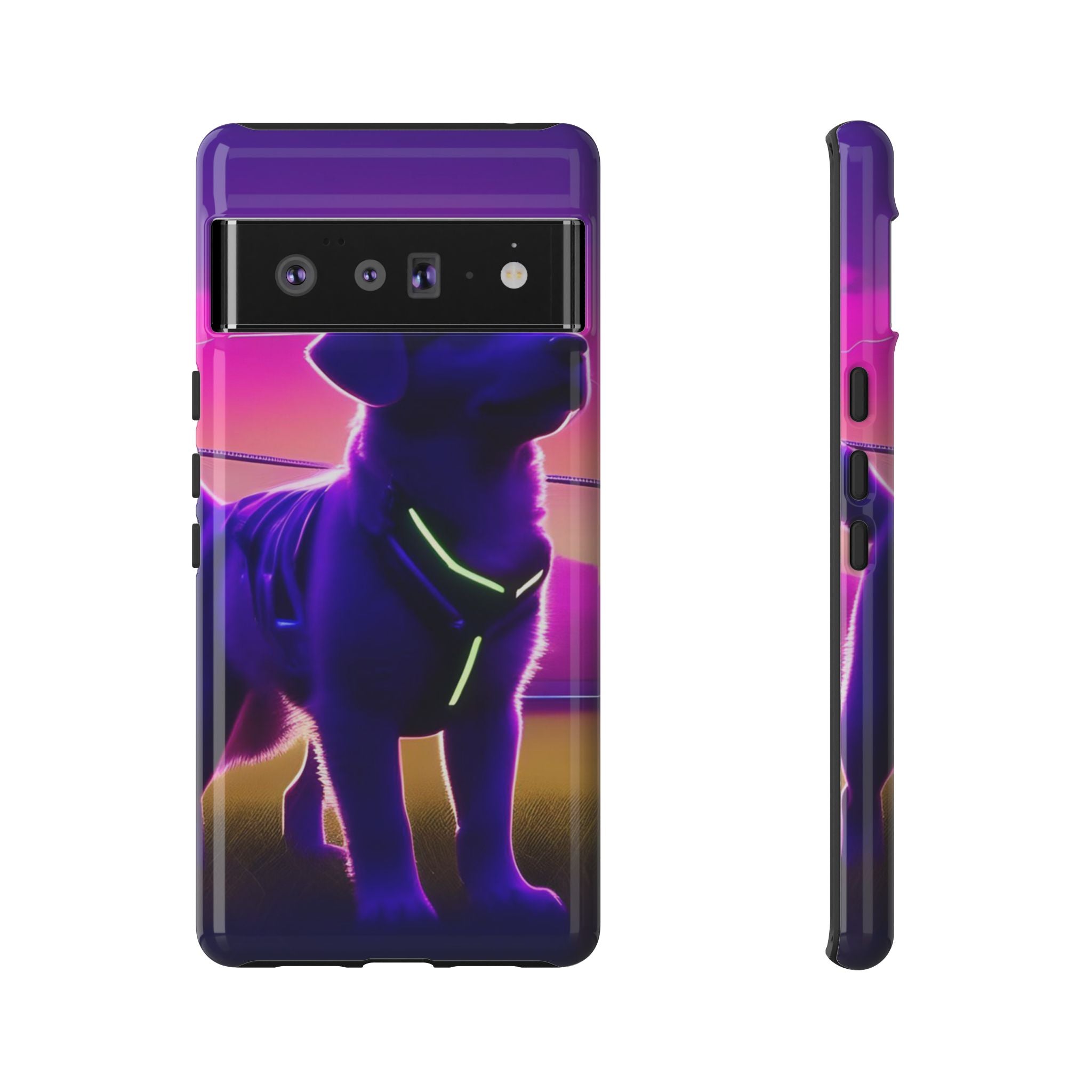 Vibrant Neon-Style Dog, Phone Case