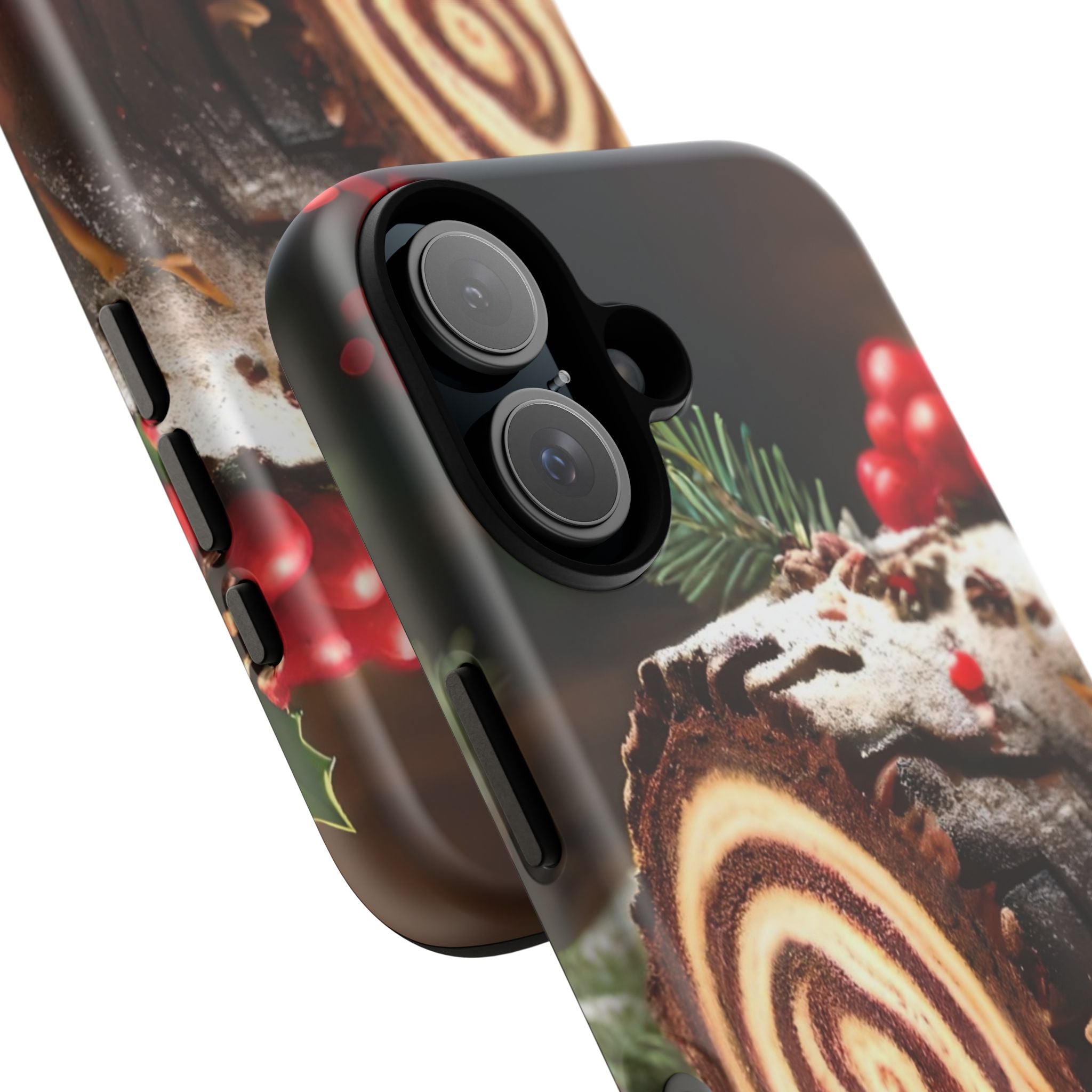Festive Phone Case with Yule Log Design