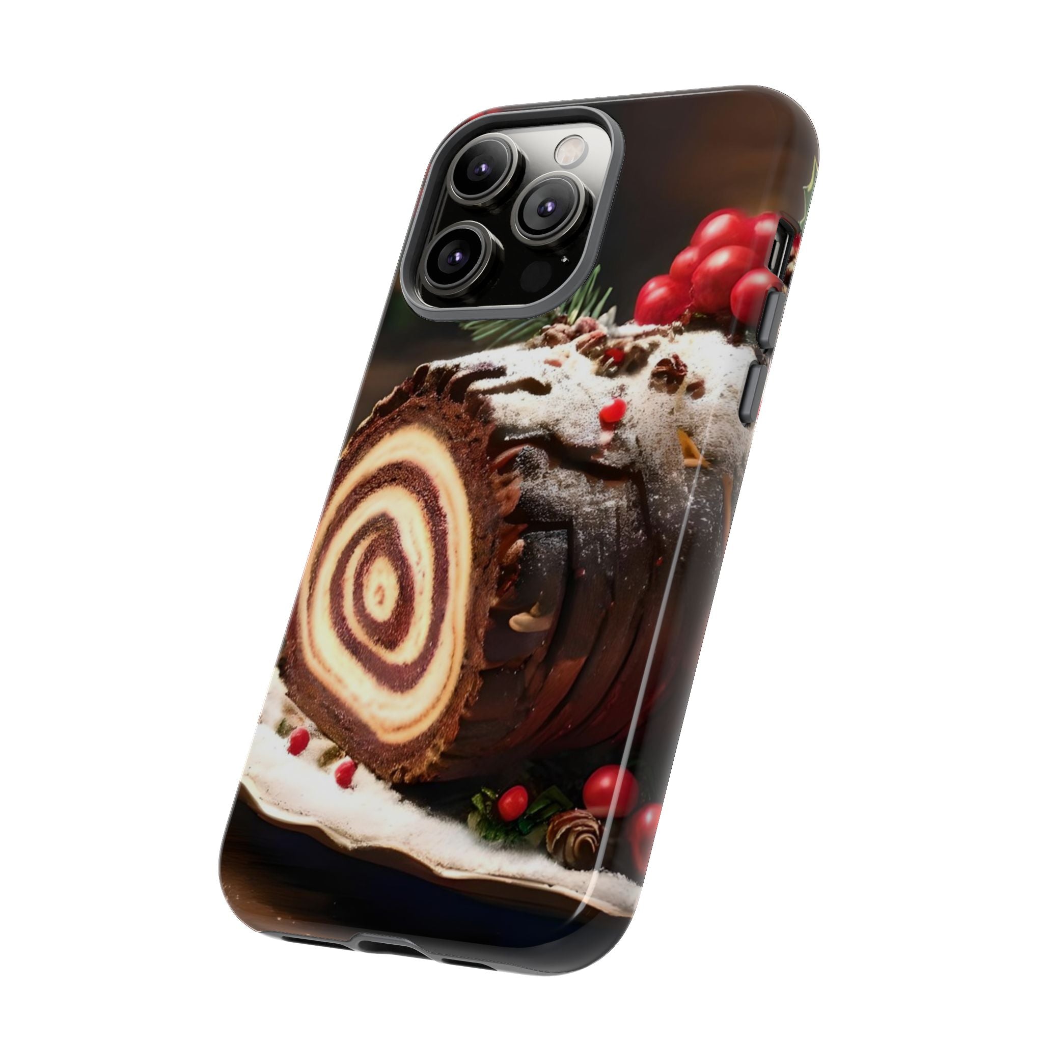 Festive Phone Case with Yule Log Design