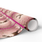 Pink Reindeer Holiday Scene, Christmas Gift Wrap Paper