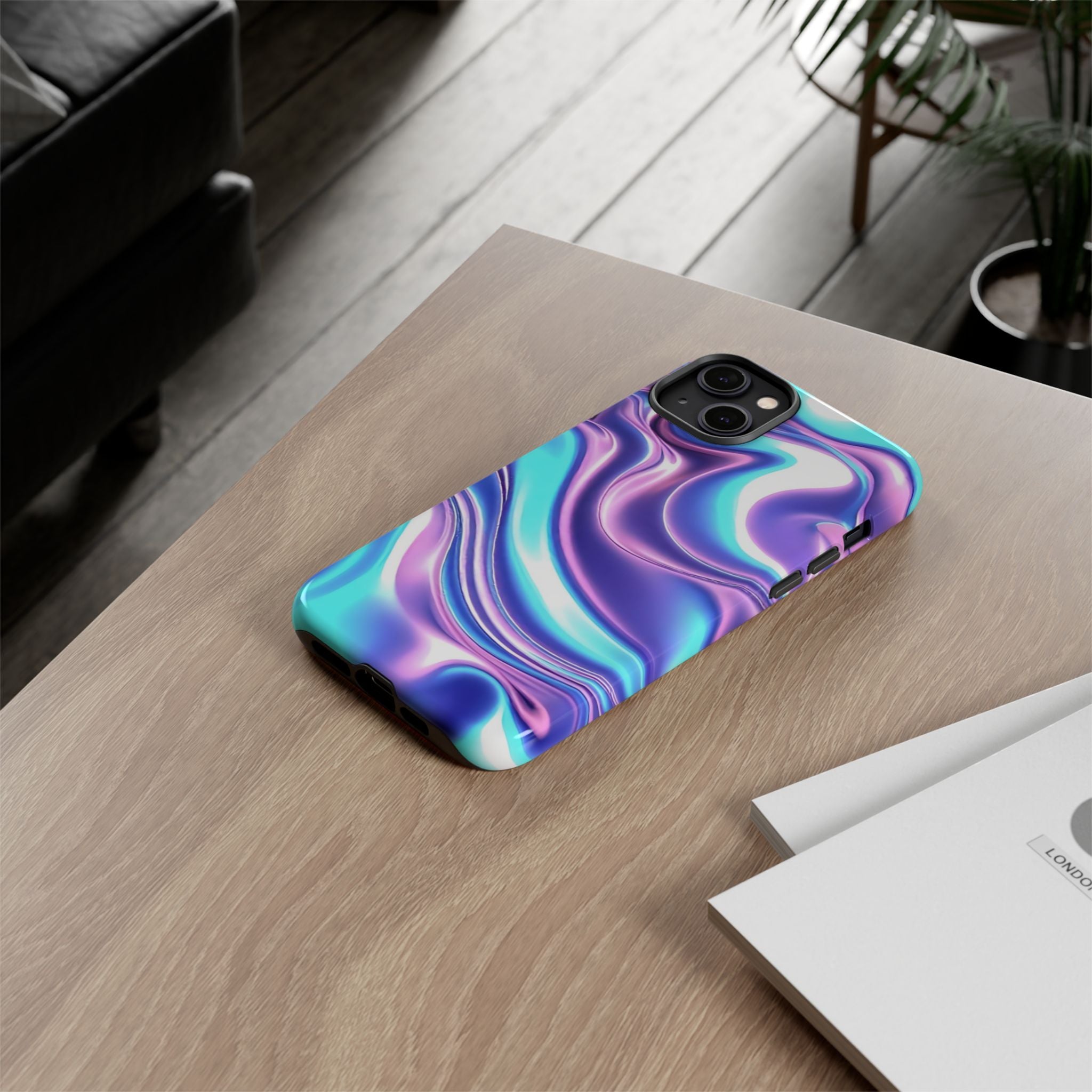 Colorful Phone Case, Tough Case, Swirl Design Phone Cover, Vibrant Phone Accessory, Gift for Her, Trendy Mobile Protection
