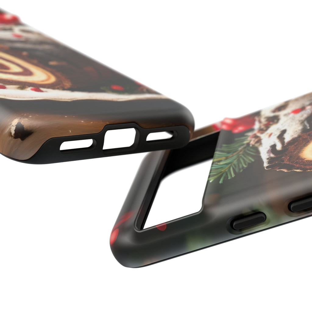 Festive Phone Case with Yule Log Design