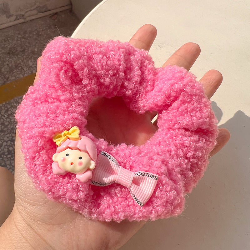 Pink Curly Plush Princess Hair Tie