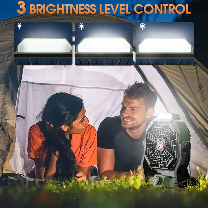 Portable Rechargeable Camping Fan - 7800mAh Battery, Cordless, USB Operated, Wireless, Hanging Hook-3