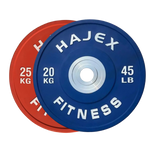 HAJEX Olympic Competition Steel Hub Bumper Plates Colored - 15, 25, 35, 45, 55 LB