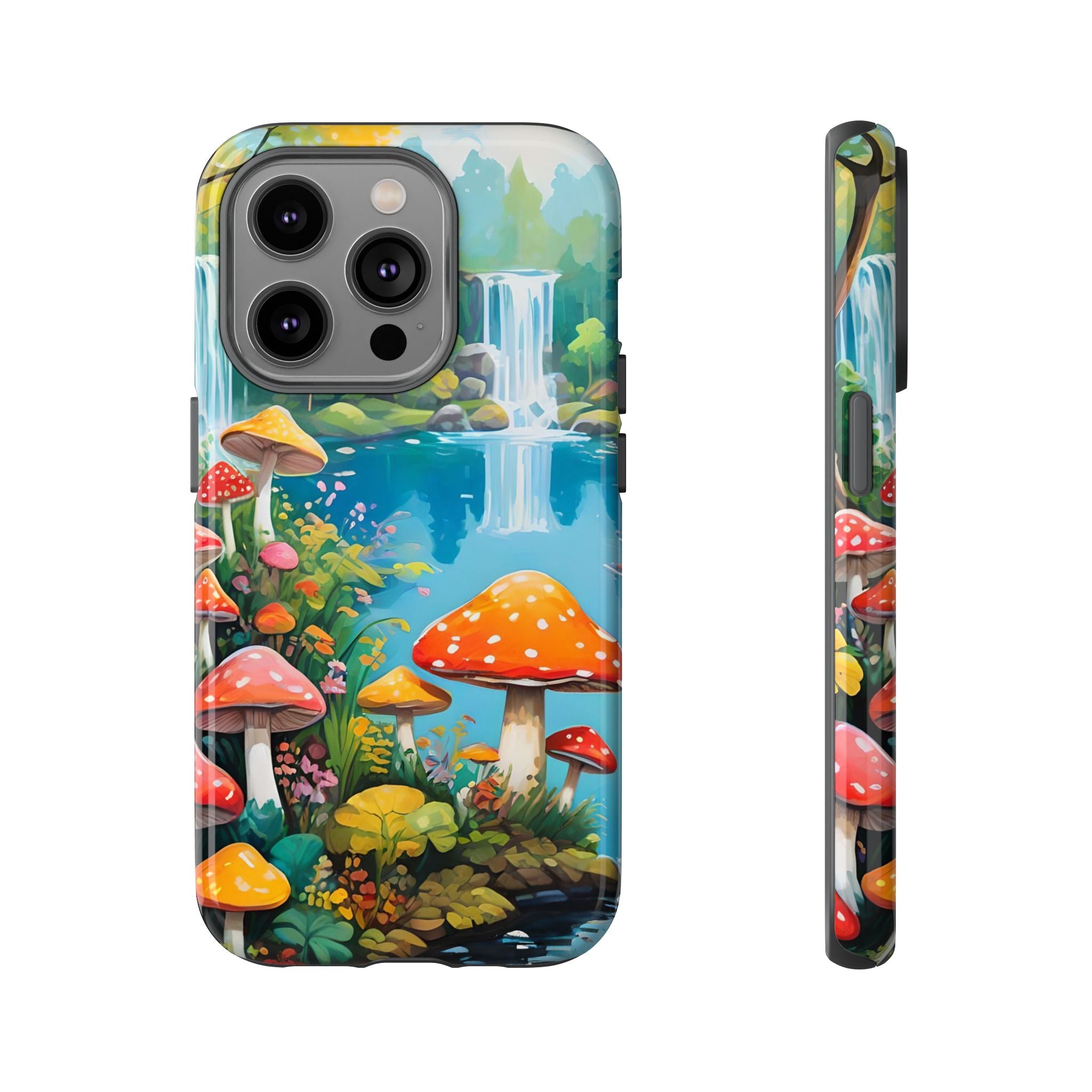 Mushroom Phone Case with Vibrant Nature Scene