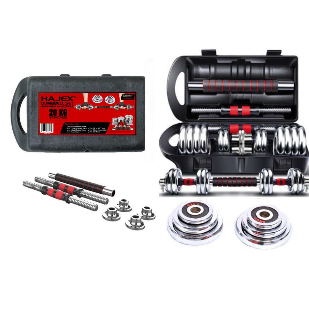 Cast Iron Adjustable Dumbbell Set with Barbell Bar Connector