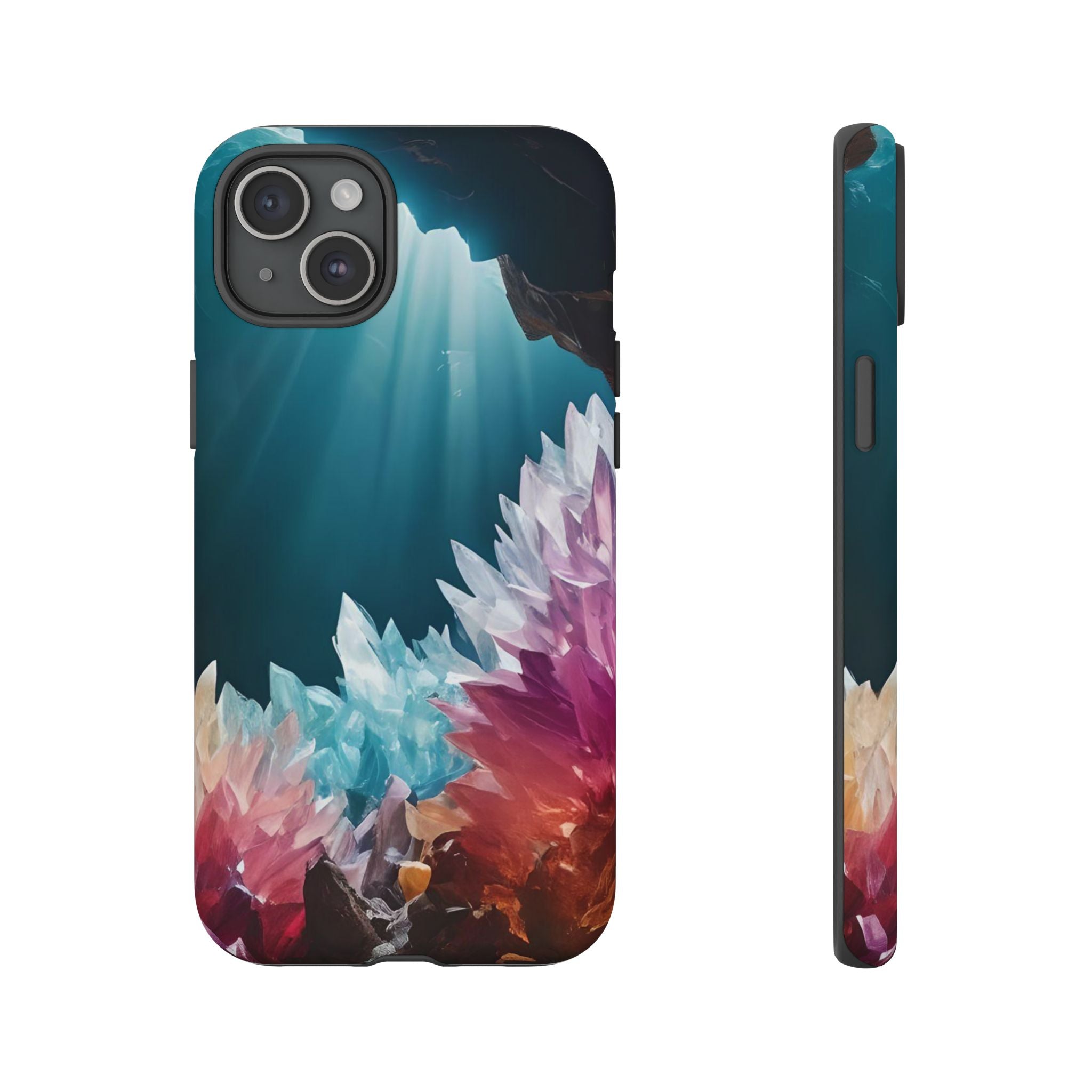 Colorful Crystal Phone Case, Tough Phone Cover, Gemstone Case, Unique iPhone Cover, Vibrant Art Protector, Gift for Geology Lovers