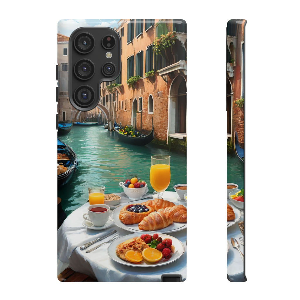 Scène de petit-déjeuner à Venise, étui de téléphone