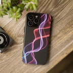 Neon Light Wave Abstract Glow, Phone Case