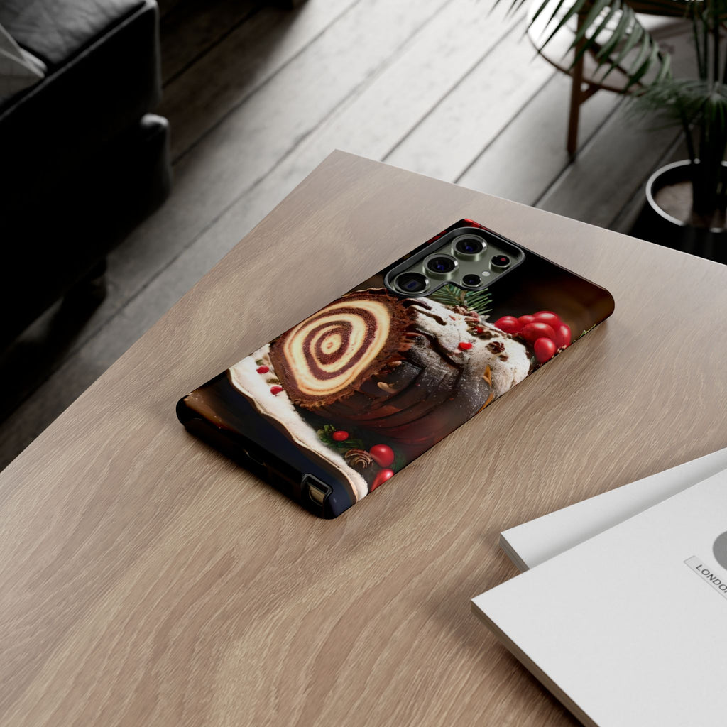 Festive Phone Case with Yule Log Design
