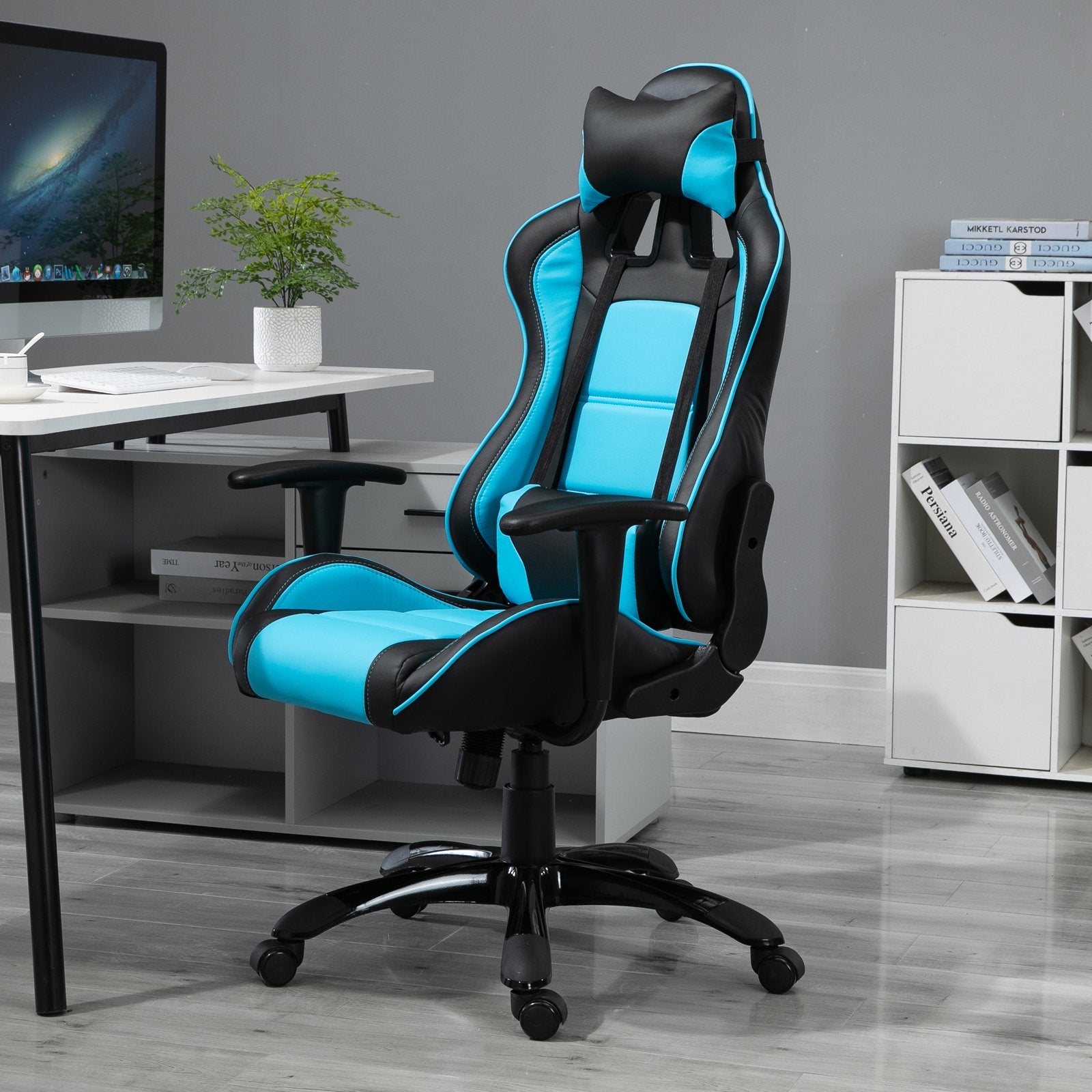 Ergonomic Blue Ajustable Office Seat, Gaming Chair