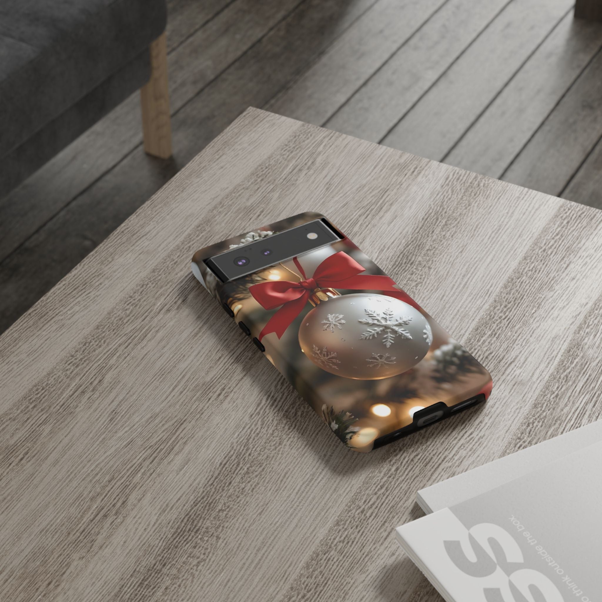 Christmas Phone Case with Seasonal Ornament Design