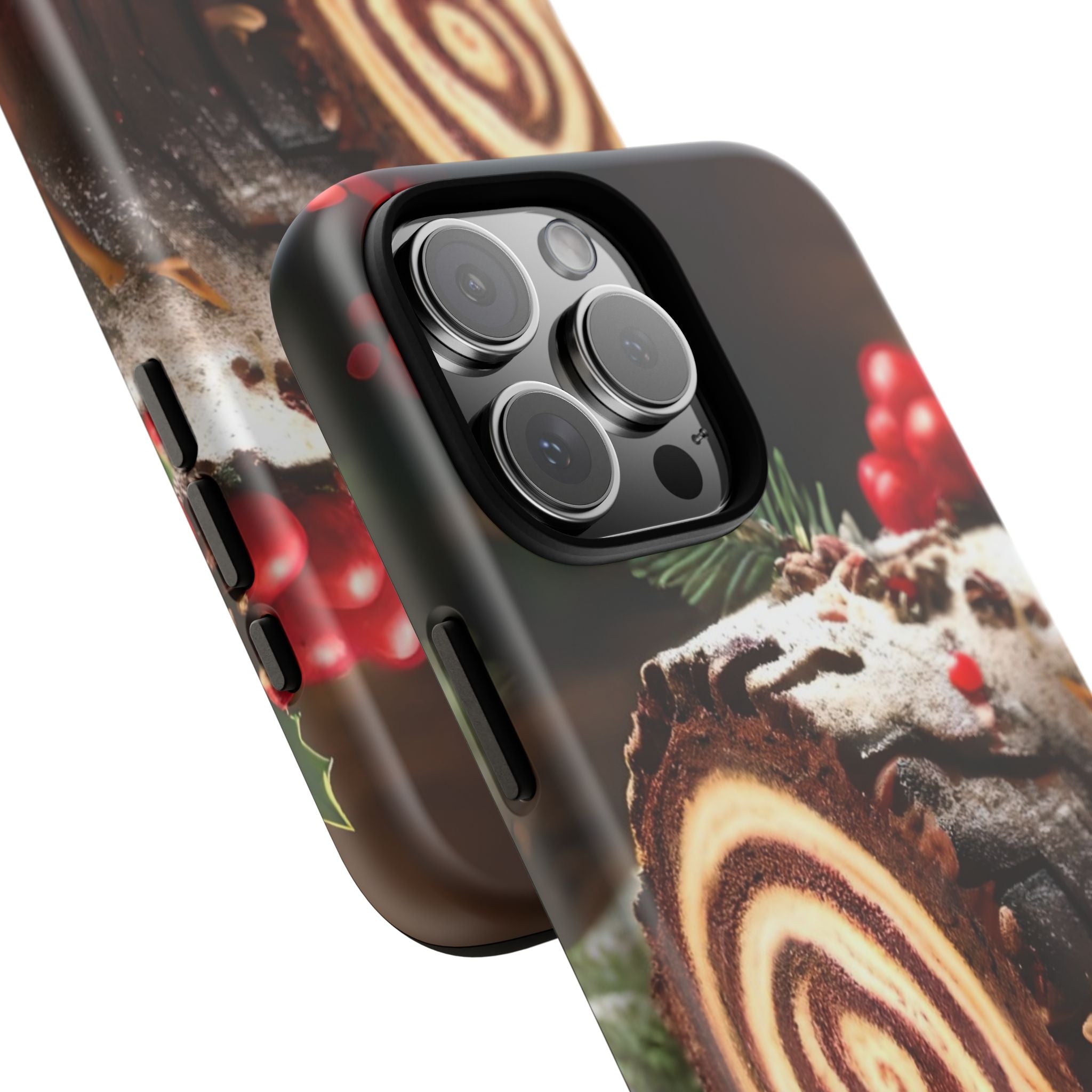 Festive Phone Case with Yule Log Design
