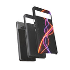 Coque de téléphone vibrante avec motif lumineux abstrait, coque artistique, accessoire technologique moderne, cadeau pour les passionnés de technologie, coque de téléphone personnalisée