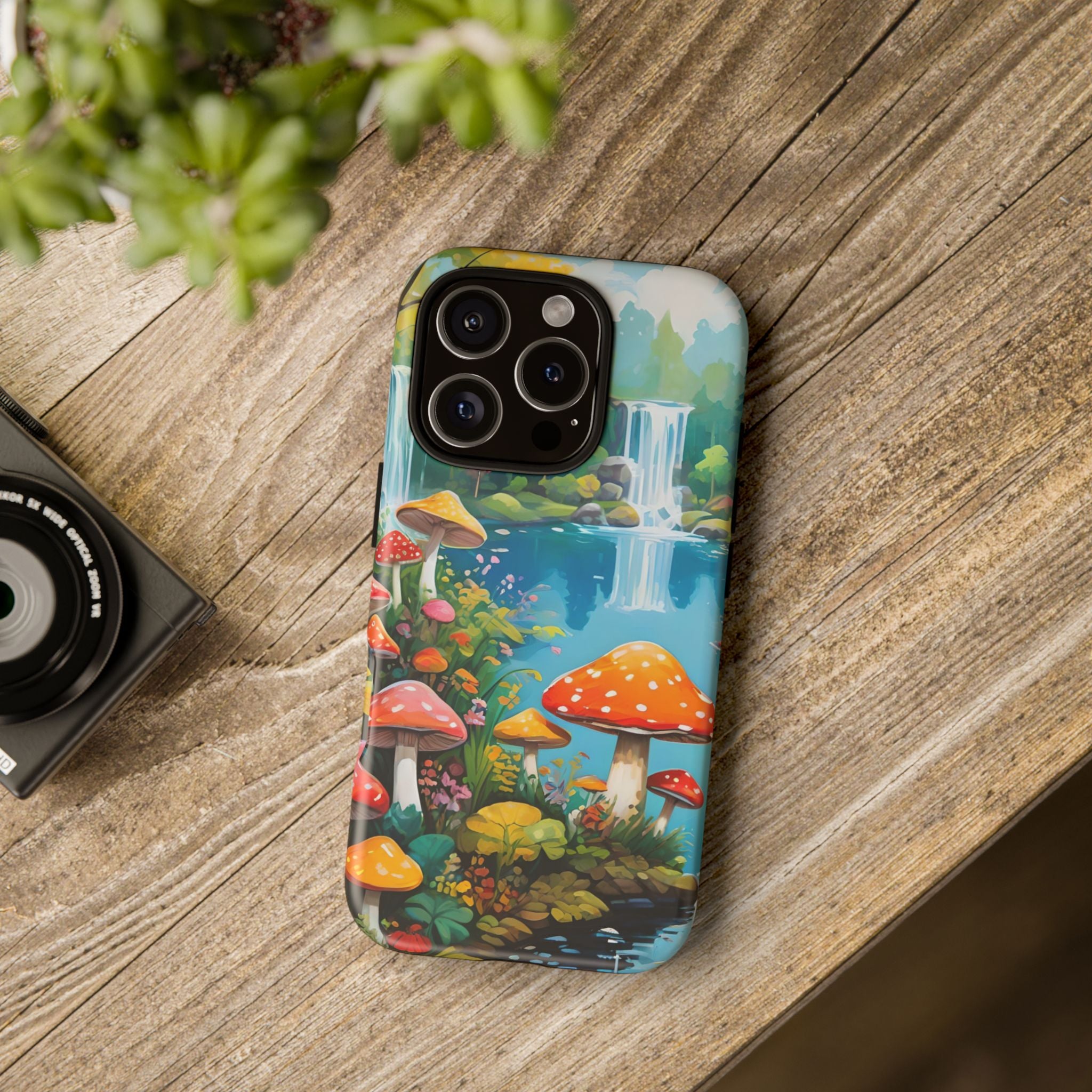 Mushroom Phone Case with Vibrant Nature Scene