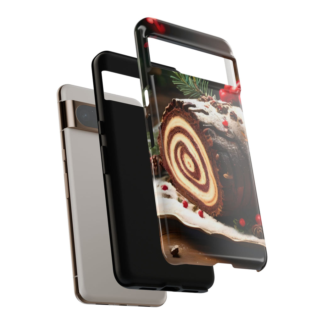 Festive Phone Case with Yule Log Design