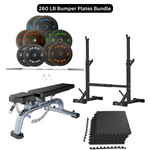 Bench Press Stack with Squat Rack, Weight Plates and Barbell Bar