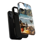 Festin gastronomique en bord de mer avec vue sur le vin, étui pour téléphone