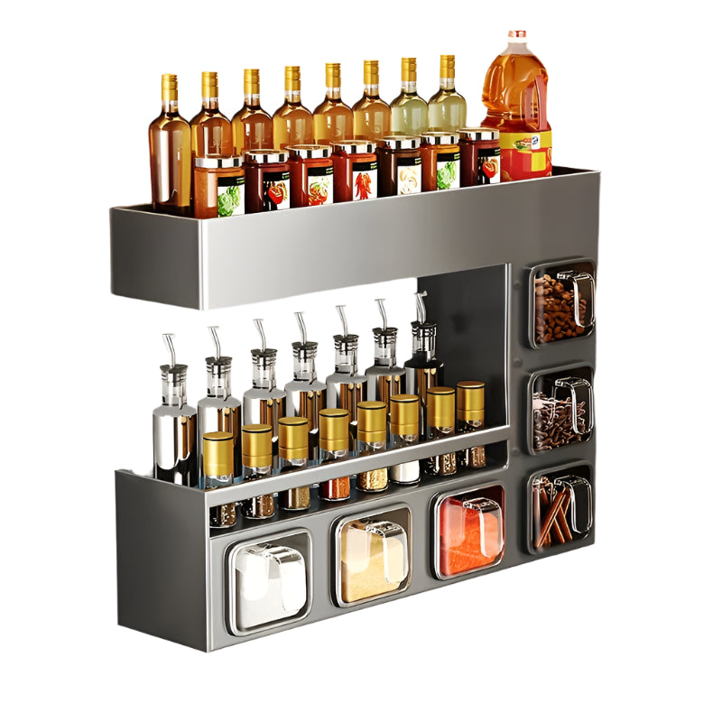 Wall-Mounted Metal Spice Rack with 6 Jars-0