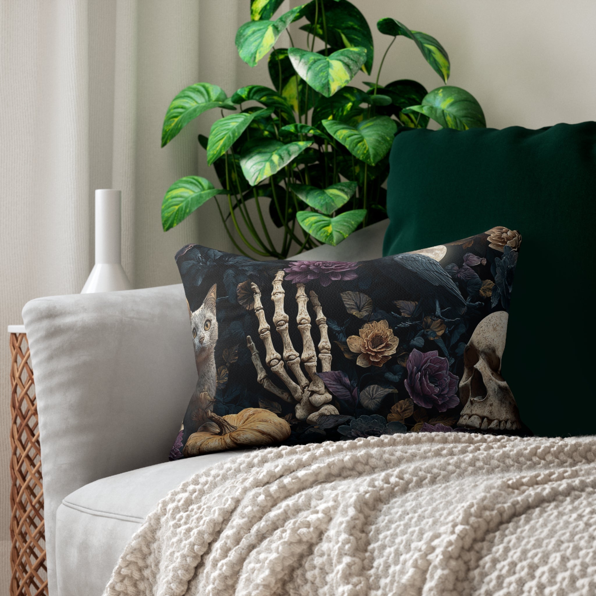 Gothic Floral Lumbar Design, Decorative Pillow
