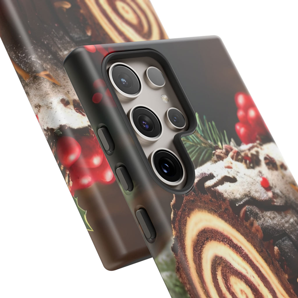 Festive Phone Case with Yule Log Design
