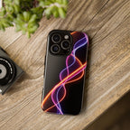 Coque de téléphone vibrante avec motif lumineux abstrait, coque artistique, accessoire technologique moderne, cadeau pour les passionnés de technologie, coque de téléphone personnalisée