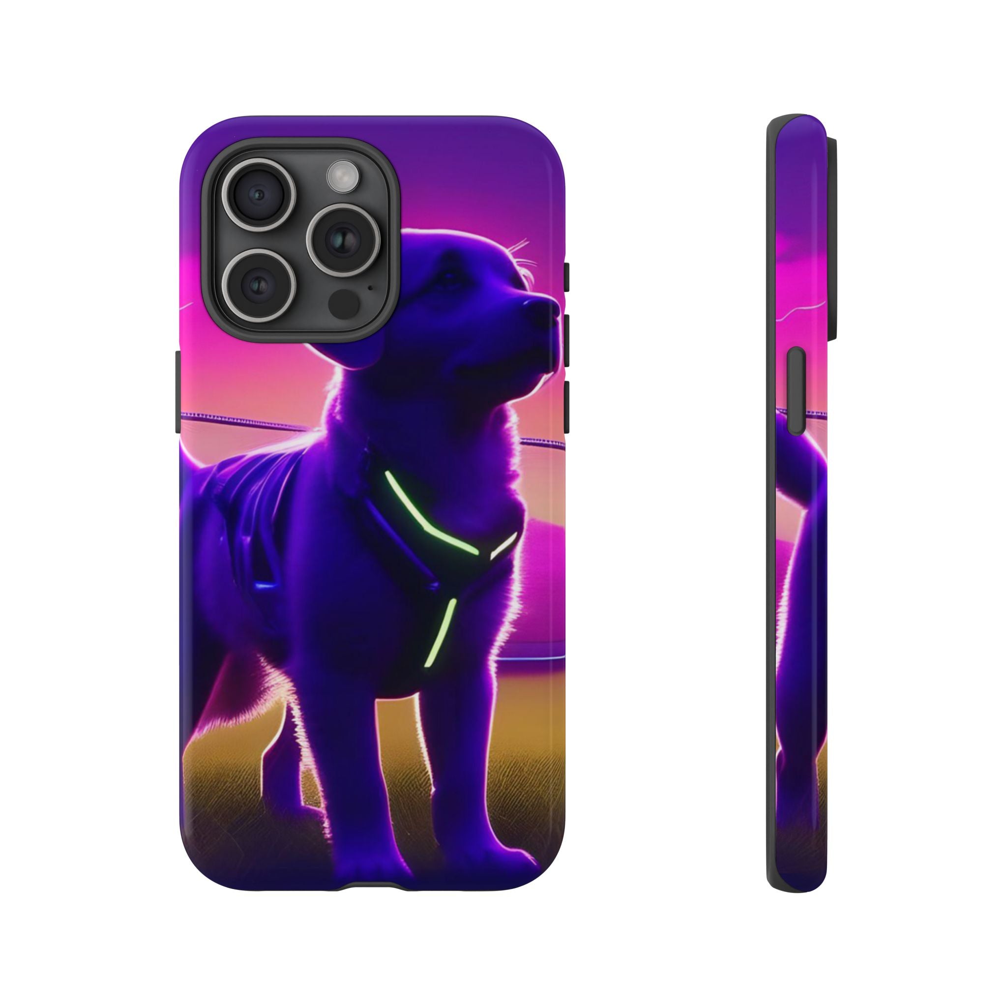 Vibrant Neon-Style Dog, Phone Case